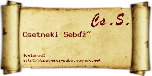 Csetneki Sebő névjegykártya